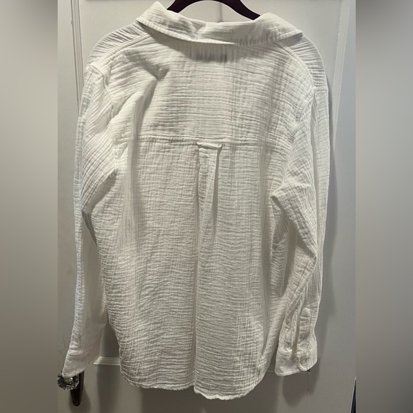 QUINCE 100% Organic Cotton Gauze White Long Sleeve Shirt - Picture 4 of 5